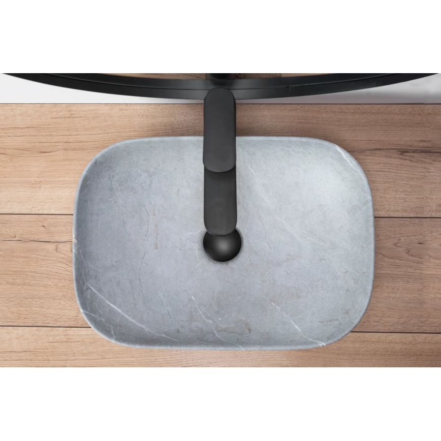 REA-U3801 - Lavoar pe blat LIVIA 33,5x46,5 cm ceramică/gri/imitație de piatră