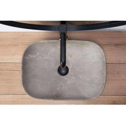 REA-U3802 - Lavoar LIVIA pentru montare pe blat 33,5x46,5 cm ceramică/gri/decor marmură