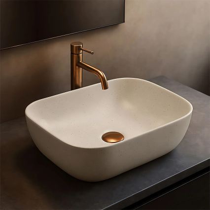 REA-U4000 - Lavoar pentru montare pe blat BELINDA 33 x 46,5 cm, ceramică/imitație de piatră