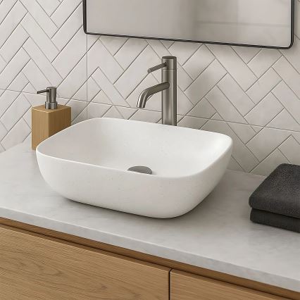 REA-U4001 - Lavoar BELINDA pentru blat, 33,5 x 46,5 cm, ceramică, alb mat