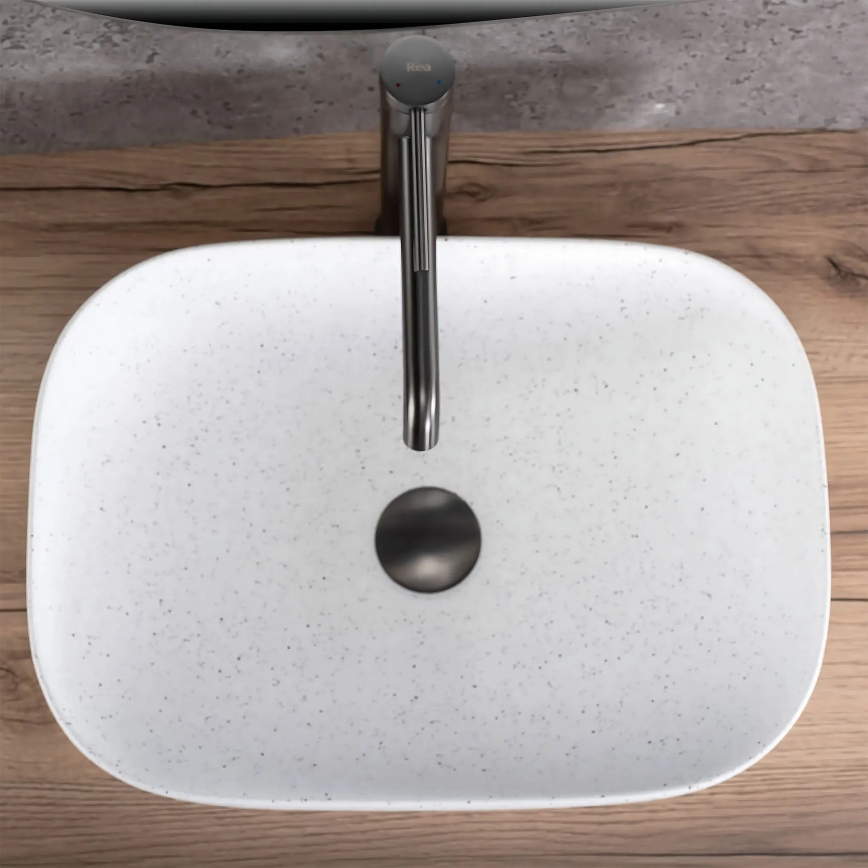 REA-U4001 - Lavoar BELINDA pentru blat, 33,5 x 46,5 cm, ceramică, alb mat