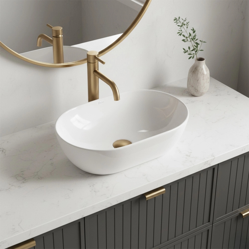 REA-U4330 - Lavoar pentru montaj pe blat AMELIA 31x45 cm, ceramică, alb lucios