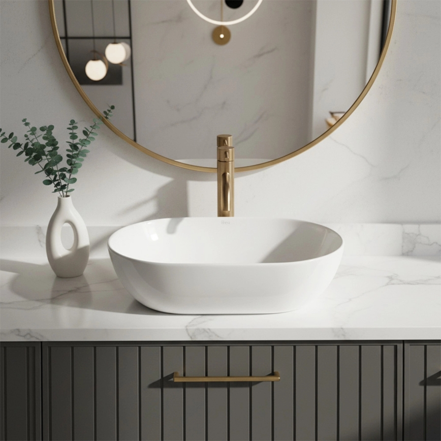 REA-U4330 - Lavoar pentru montaj pe blat AMELIA 31x45 cm, ceramică, alb lucios