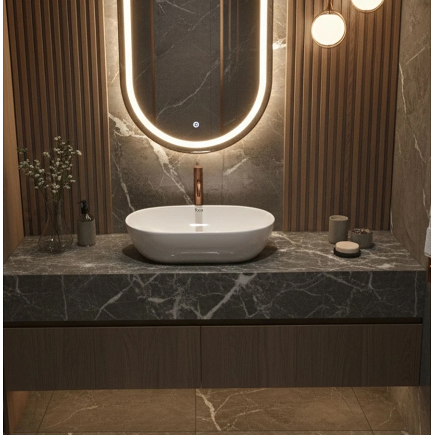 REA-U4331 - Lavoar de blat AMELIA 32,5x52 cm ceramică/alb lucios