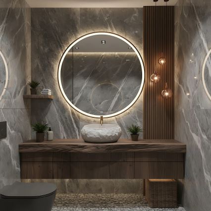 REA-U4332 - Lavoar MIKA pentru blat 38 x 50 cm, bej/gri, imitație de piatră