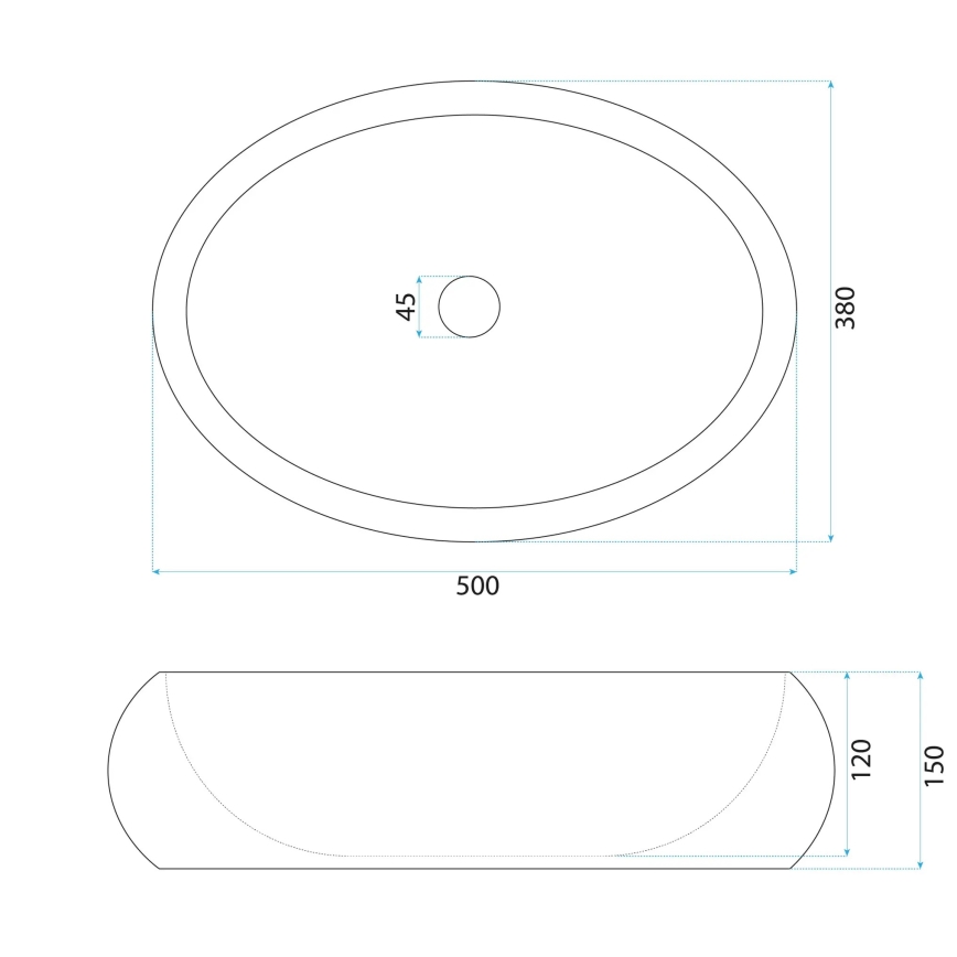 REA-U4332 - Lavoar MIKA pentru blat 38 x 50 cm, bej/gri, imitație de piatră