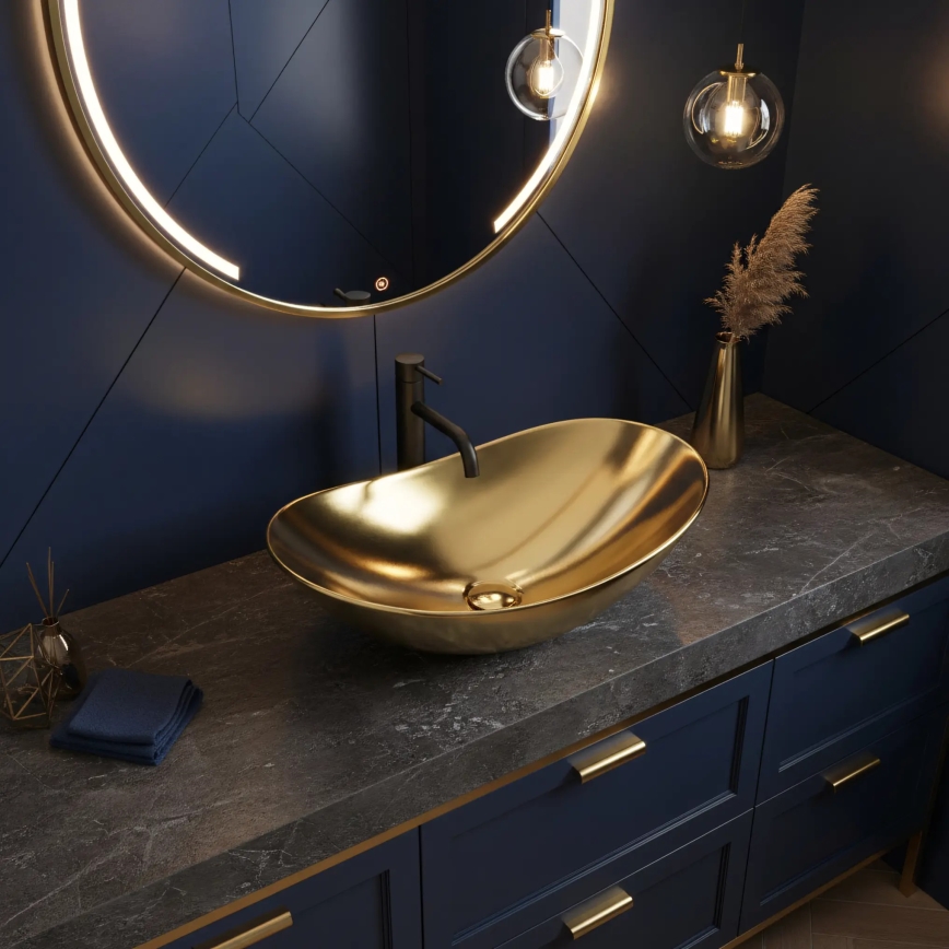 REA-U4545 - Lavoar pentru blat ROYAL, 36 x 60,5 cm, ceramică/auriu