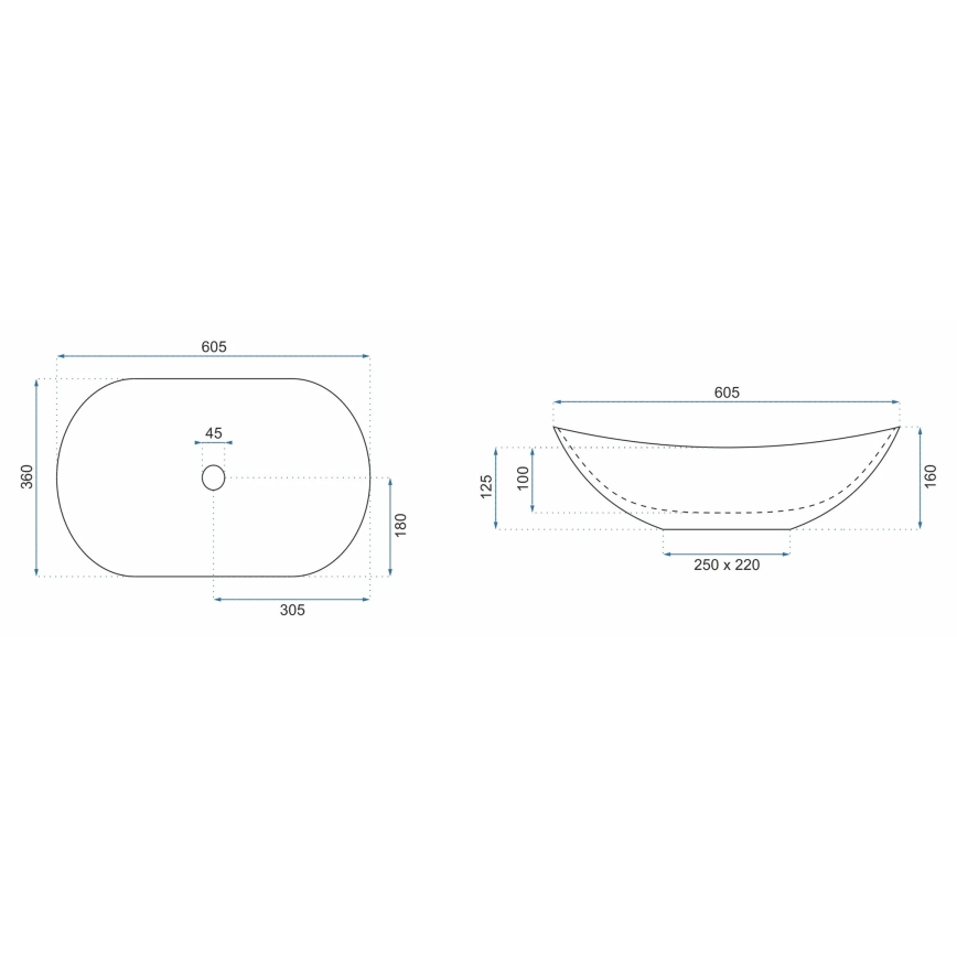 REA-U4545 - Lavoar pentru blat ROYAL, 36 x 60,5 cm, ceramică/auriu