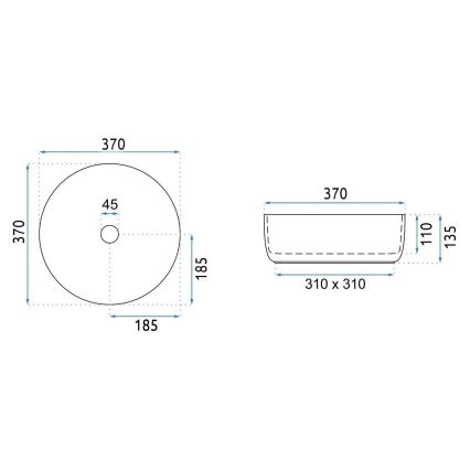 REA-U4566 - Lavoar pentru blat SAMI, Ø 37 cm, ceramică, portocaliu mat