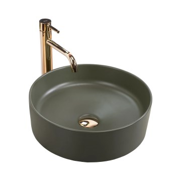 REA-U4567 - Lavoar pentru blat SAMI, Ø 37 cm, ceramică/verde mat