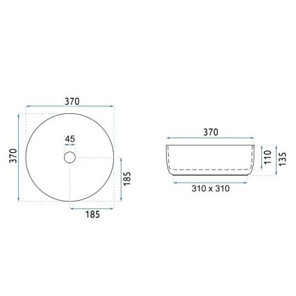 REA-U4567 - Lavoar pentru blat SAMI, Ø 37 cm, ceramică/verde mat