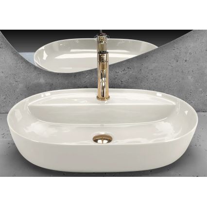 REA-U4589 - Lavoar AURA 41x61 cm pentru blat, ceramică, crem, finisaj lucios