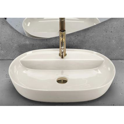 REA-U4589 - Lavoar AURA 41x61 cm pentru blat, ceramică, crem, finisaj lucios
