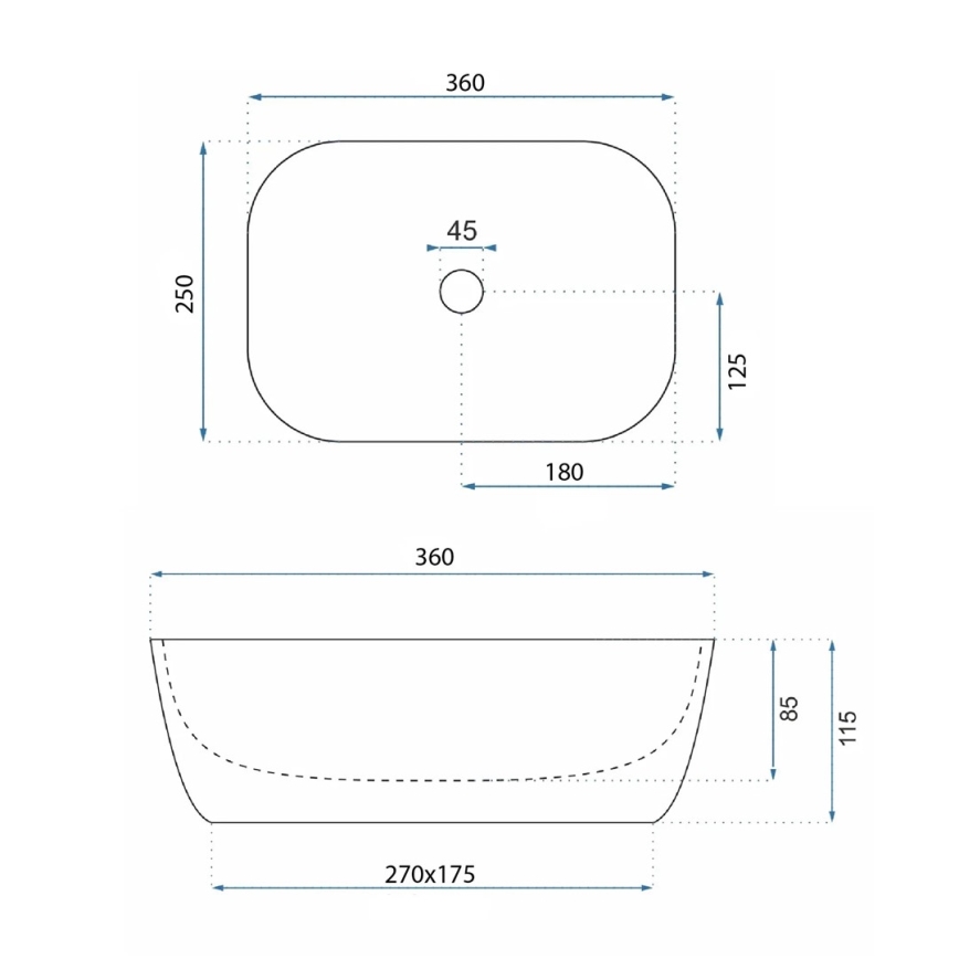 REA-U4700 - Lavoar BELINDA pentru blat 25x36 cm, ceramică, bej, imitație de piatră