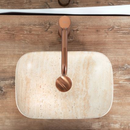 REA-U4700 - Lavoar pentru blat BELINDA MINI 25x36 cm ceramică/bej/imitație de piatră