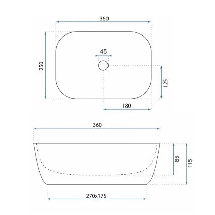REA-U4700 - Lavoar pentru blat BELINDA MINI 25x36 cm ceramică/bej/imitație de piatră