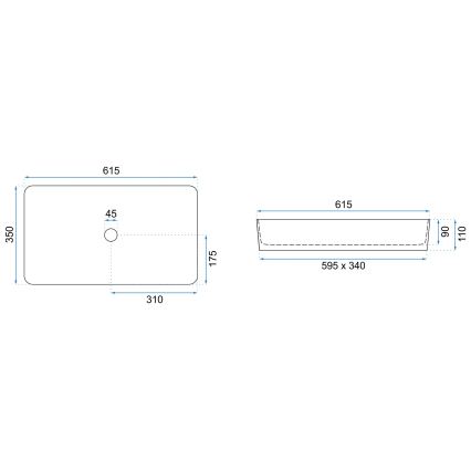 REA-U4800 - Lavoar pentru blat DENIS 35x61,5 cm ceramică/alb lucios