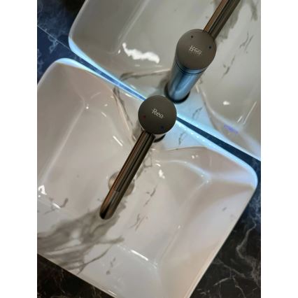 REA-U5052 - Lavoar KELLY pentru blat, 38 x 49 cm, ceramică albă cu decor marmură