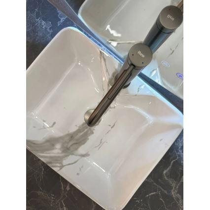 REA-U5052 - Lavoar KELLY pentru blat, 38 x 49 cm, ceramică albă cu decor marmură