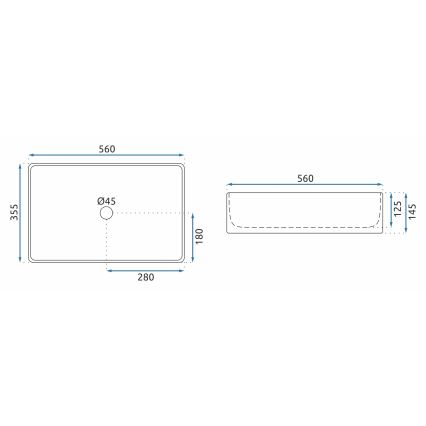 REA-U5055 - Lavoar pentru blat BERTA 35,5 x 56 cm ceramică/alb lucios