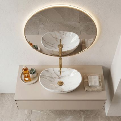 REA-U5063 - Lavoar pentru blat ROYAL MINI 30 x 47 cm, ceramică albă cu aspect de piatră