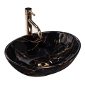 REA-U5611 - Lavoar pentru blat SOFIA 34,5 x 41 cm ceramică/negru/decor marmură