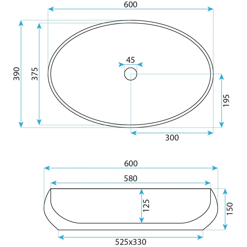 REA-U5660 - Lavoar pentru blat MAYA 39x60 cm ceramică/alb lucios
