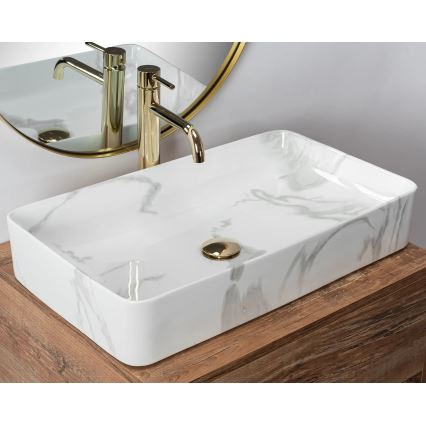 REA-U5896 - Lavoar DENIS pentru blat, 35 x 61,5 cm, ceramică cu decor marmură