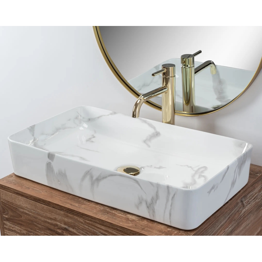 REA-U5896 - Lavoar DENIS pentru blat, 35 x 61,5 cm, ceramică cu decor marmură