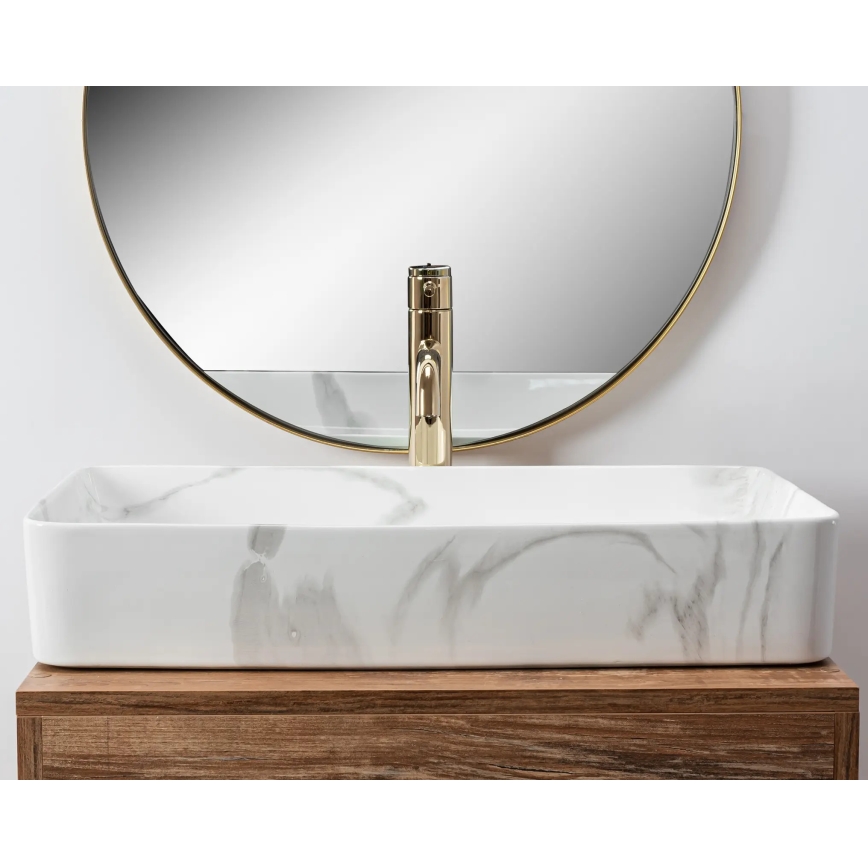 REA-U5896 - Lavoar DENIS pentru blat, 35 x 61,5 cm, ceramică cu decor marmură