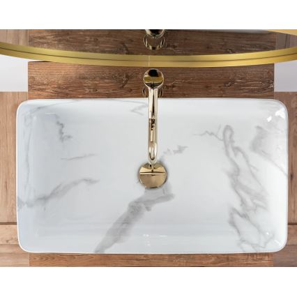 REA-U5896 - Lavoar DENIS pentru blat, 35 x 61,5 cm, ceramică cu decor marmură