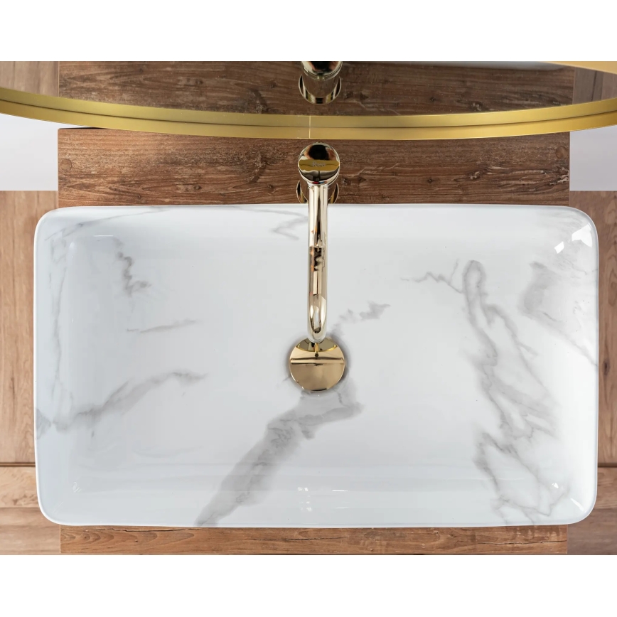 REA-U5896 - Lavoar DENIS pentru blat, 35 x 61,5 cm, ceramică cu decor marmură