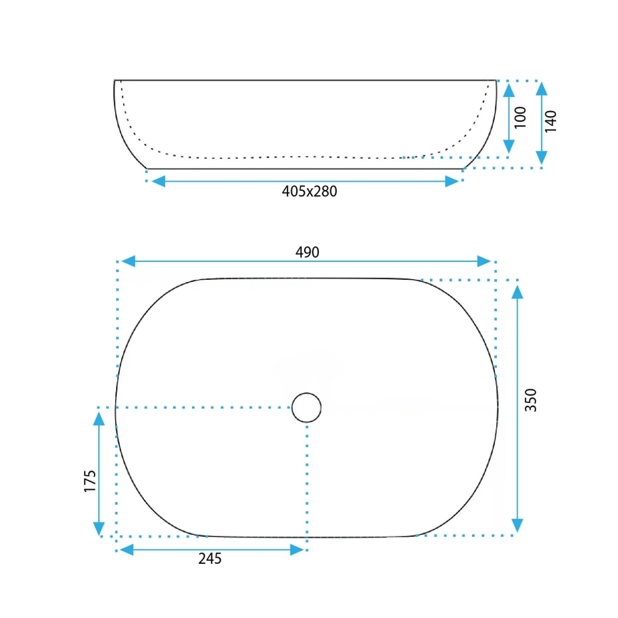 REA-U6022 - Lavoar pentru blat LISA 35x49 cm ceramică/alb lucios