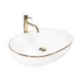 REA-U6211 - Lavoar pentru blat CLEO 41 x 60,5 cm, ceramică, alb/auriu