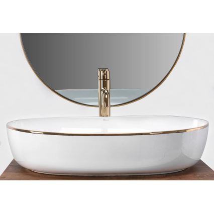 REA-U6211 - Lavoar pentru blat CLEO 41 x 60,5 cm, ceramică, alb/auriu