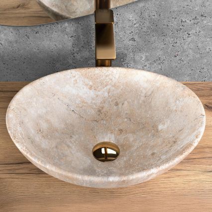 REA-U6361 - Lavoar pentru blat SOFIA 34,5x41 cm ceramică/bej/imitație de piatră