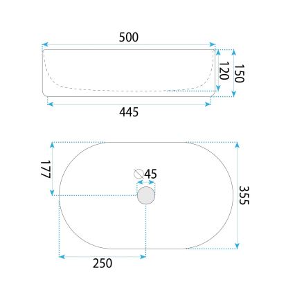 REA-U6366 - Lavoar pentru blat OKTAWIA 35,5x50 cm ceramică/alb