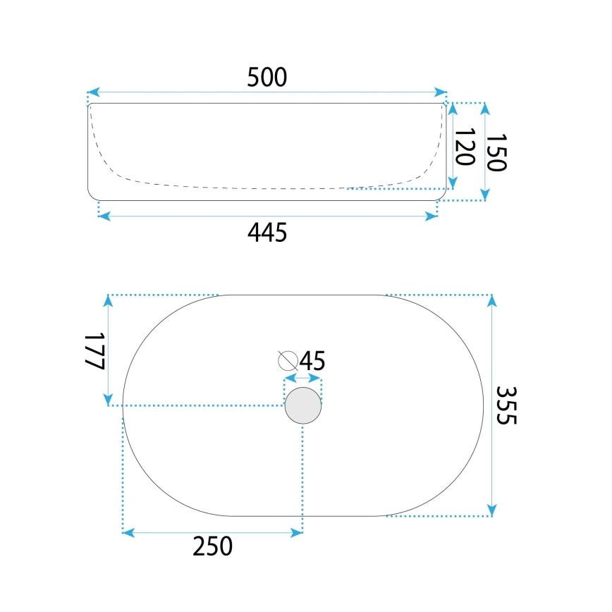 REA-U6366 - Lavoar pentru blat OKTAWIA 35,5x50 cm ceramică/alb