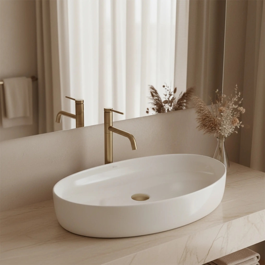 REA-U6371 - Lavoar pentru blat JOANA 40,5x65,5 cm ceramică/alb lucios