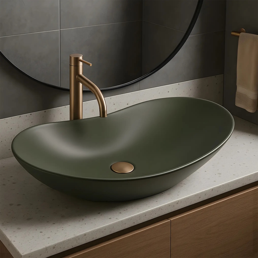 REA-U6372 - Lavoar ROYAL pentru blat 35,5x61,5 cm ceramică/măsliniu
