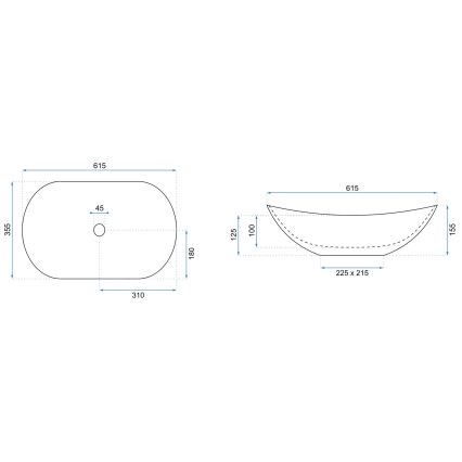 REA-U6372 - Lavoar ROYAL pentru blat 35,5x61,5 cm ceramică/măsliniu