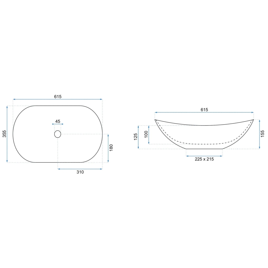 REA-U6372 - Lavoar ROYAL pentru blat 35,5x61,5 cm ceramică/măsliniu