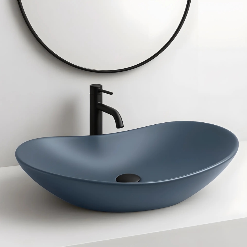 REA-U6373 - Lavoar ROYAL pentru blat, 35,5 x 61,5 cm, ceramică, albastru