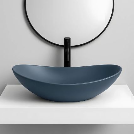 REA-U6373 - Lavoar ROYAL pentru blat, 35,5 x 61,5 cm, ceramică, albastru