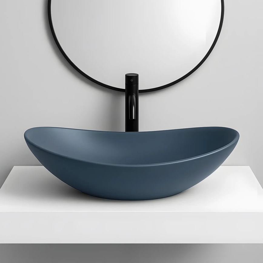 REA-U6373 - Lavoar ROYAL pentru blat, 35,5 x 61,5 cm, ceramică, albastru