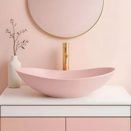 REA-U6374 - Lavoar ROYAL pentru blat, 35,5 x 61,5 cm, ceramică, roz mat