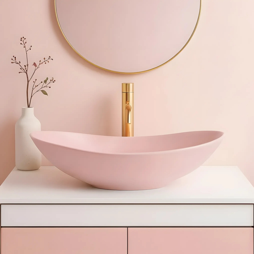 REA-U6374 - Lavoar ROYAL pentru blat, 35,5 x 61,5 cm, ceramică, roz mat