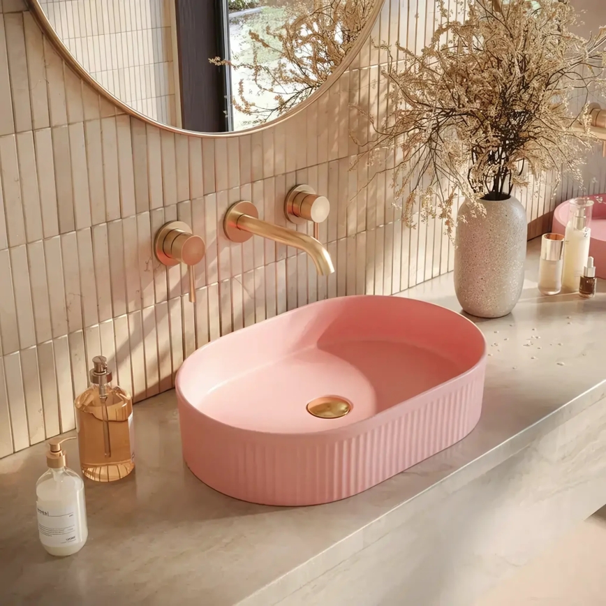 REA-U6376 - Lavoar pentru blat VANDA 31x49 cm ceramică/roz mat
