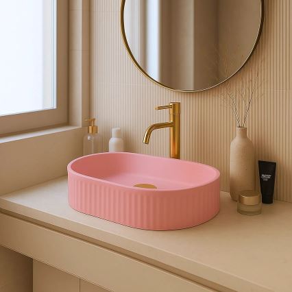 REA-U6376 - Lavoar pentru blat VANDA 31x49 cm ceramică/roz mat