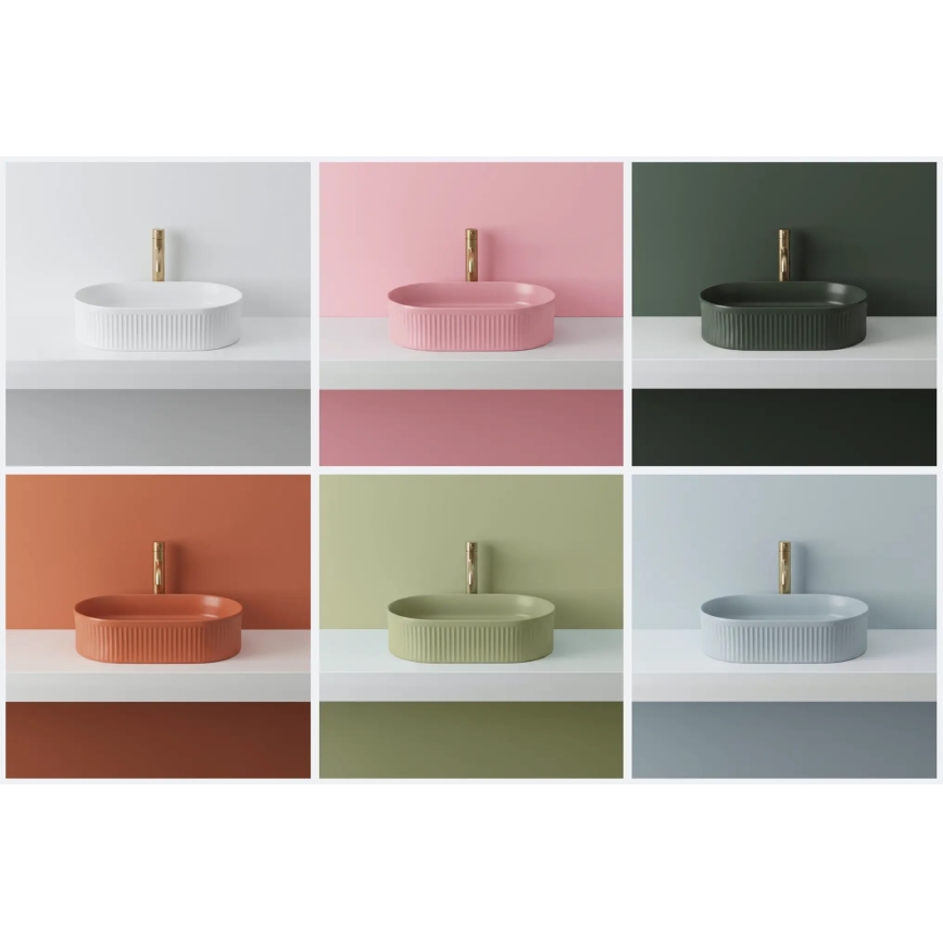 REA-U6376 - Lavoar pentru blat VANDA 31x49 cm ceramică/roz mat